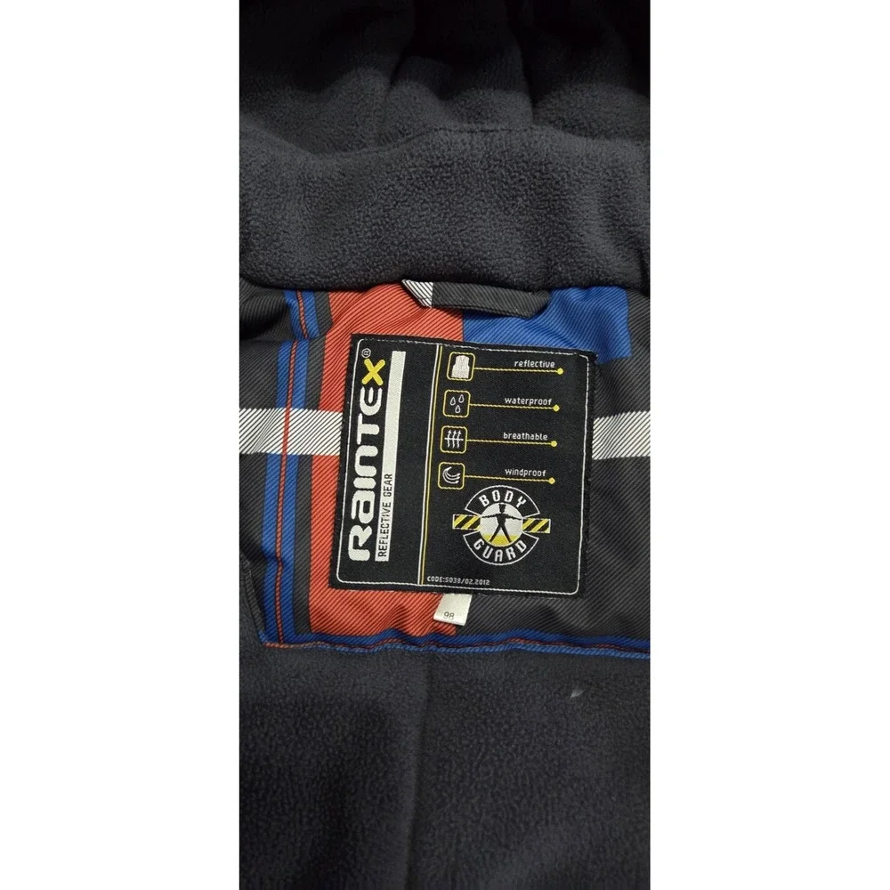 Raintex 98 Blue/Red/black Reflective Gear Hooded Lined Full Zip Coat Kids  3T